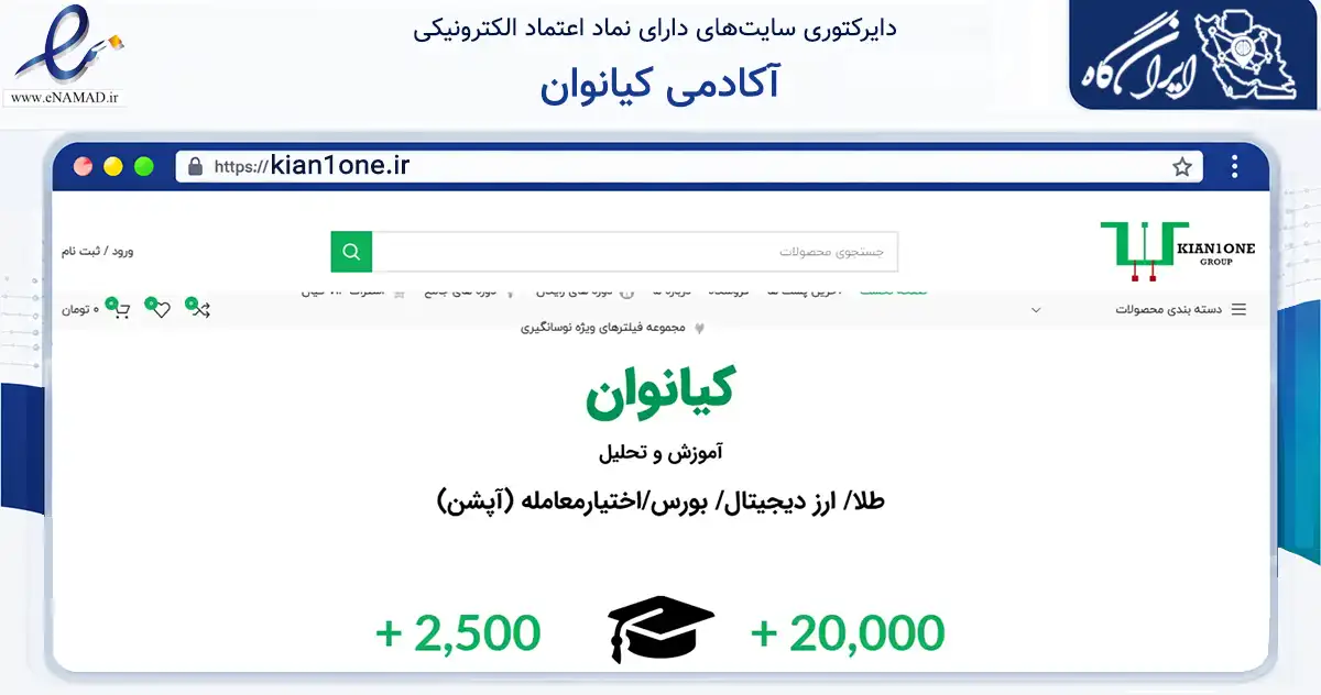 صفحه اصلی سایت آکادمی کیانوان به نشانی kian1one.ir که در زمینه فناوری اطلاعات، ارتباطات و دیجیتال با مرکزیت مشهد فعالیت دارد.