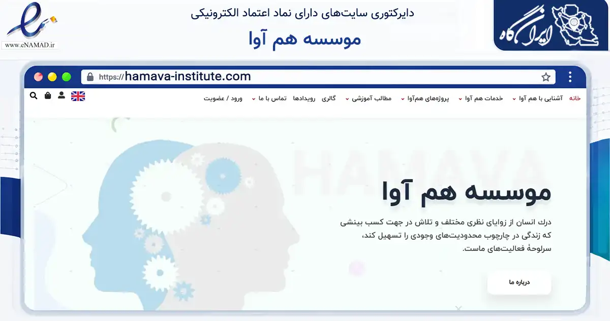 صفحه اصلی سایت موسسه هم آوا به نشانی hamava-institute.com که در زمینه سلامت، درمان و پزشکی با مرکزیت تهران فعالیت دارد.