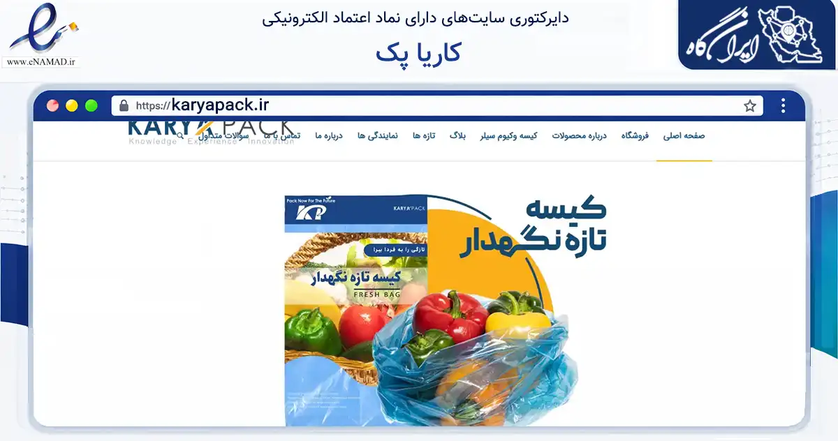 صفحه اصلی سایت کاریا پک به نشانی karyapack.ir که در زمینه سایر خدمات و فعالیت‌ها با مرکزیت اسلامشهر فعالیت دارد.