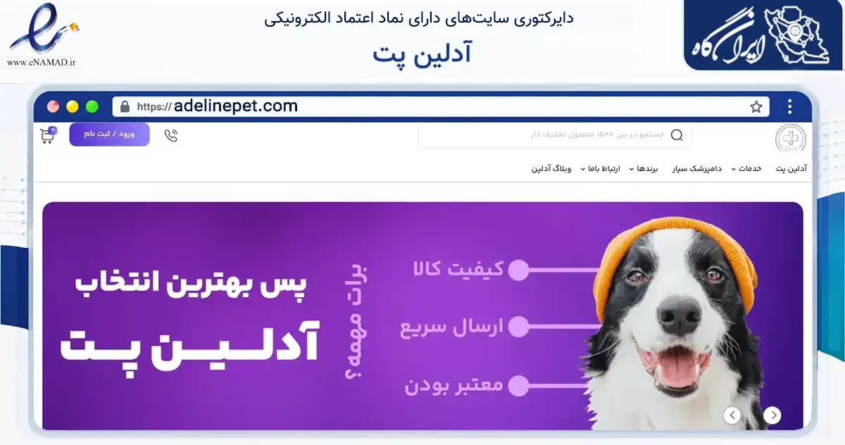 صفحه اصلی سایت آدلین پت به نشانی adelinepet.com که در زمینه تجارت، بازرگانی و تبلیغات با مرکزیت تهران فعالیت دارد.