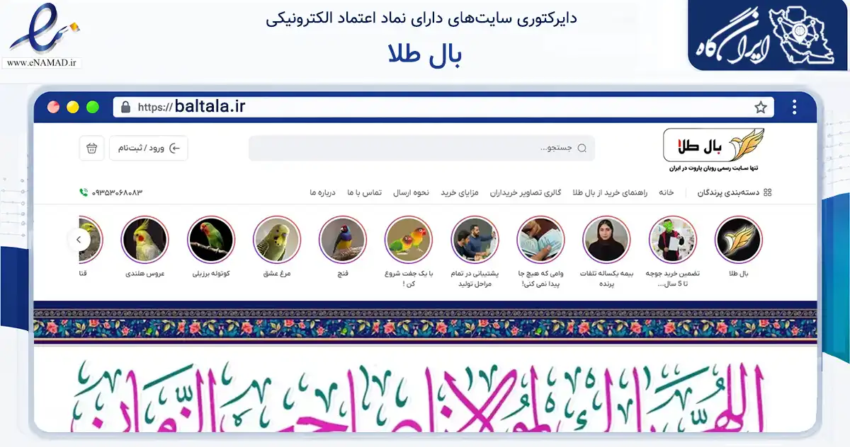 صفحه اصلی سایت بال طلا به نشانی baltala.ir که در زمینه تجارت، بازرگانی و تبلیغات با مرکزیت مشهد فعالیت دارد.