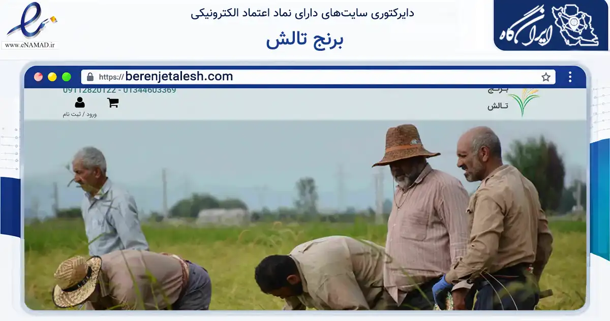 صفحه اصلی سایت برنج تالش به نشانی berenjetalesh.com که در زمینه تجارت، بازرگانی و تبلیغات با مرکزیت طالقان فعالیت دارد.