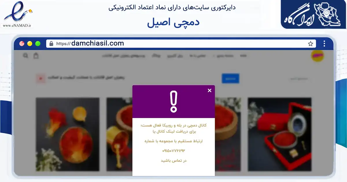 صفحه اصلی سایت دمچی اصیل به نشانی damchiasil.com که در زمینه تجارت، بازرگانی و تبلیغات با مرکزیت ششتمد فعالیت دارد.