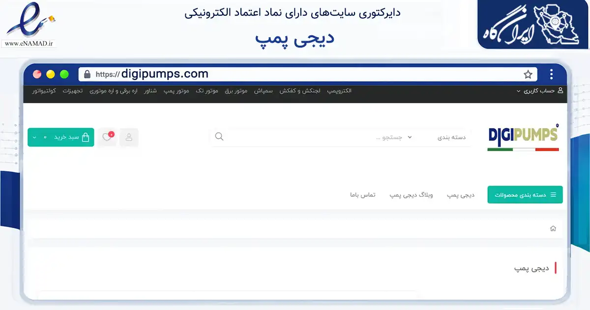 صفحه اصلی سایت دیجی پمپ به نشانی digipumps.com که در زمینه تجارت، بازرگانی و تبلیغات با مرکزیت شیراز فعالیت دارد.