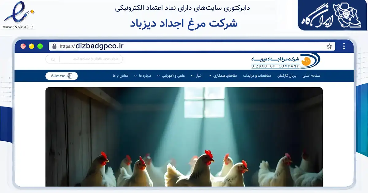 صفحه اصلی سایت شرکت مرغ اجداد دیزباد به نشانی dizbadgpco.ir که در زمینه تجارت، بازرگانی و تبلیغات با مرکزیت مشهد فعالیت دارد.
